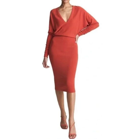 Reiss Dresses & Skirts - Reiss Wool & Cashmere Blend Jenna Dress in Orange/Red NWT Size Small